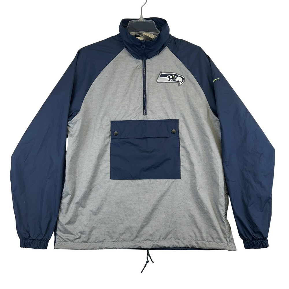 Seattle Seahawks Jacket Mens Large Anorak Pullover NFL Football Nike Quarter Zip